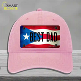 Best Dad Puerto Rico Flag Novelty License Plate Hat Unconstructed Cotton / Pink