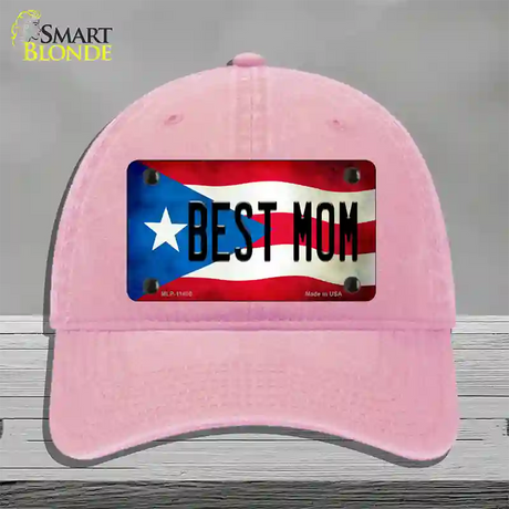 Best Mom Puerto Rico Flag Novelty License Plate Hat Unconstructed Cotton / Pink