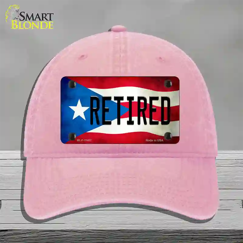 Retired Puerto Rico Flag Novelty License Plate Hat Unconstructed Cotton / Pink