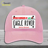 Eagle River Wisconsin Novelty License Plate Hat Unconstructed Cotton / Pink