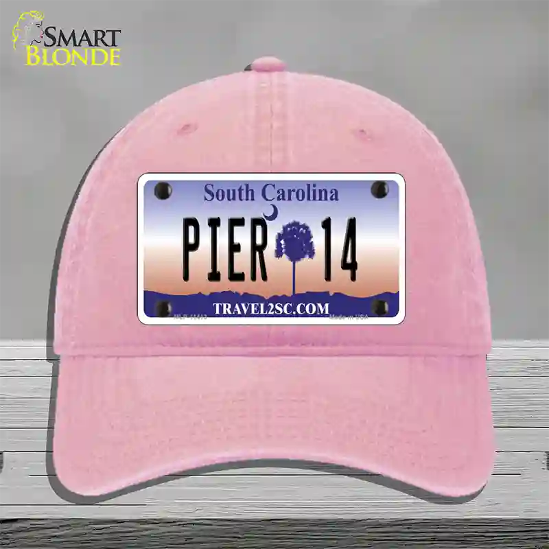 Pier 14 South Carolina Novelty License Plate Hat Unconstructed Cotton / Pink