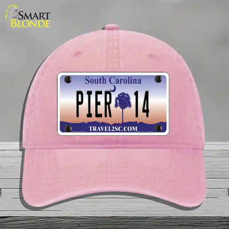 Pier 14 South Carolina Novelty License Plate Hat Unconstructed Cotton / Pink