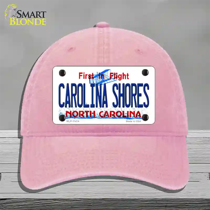 Carolina Shores North Carolina Novelty License Plate Hat Unconstructed Cotton / Pink