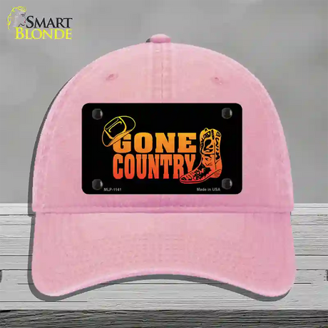 Gone Country Novelty License Plate Hat Unconstructed Cotton / Pink