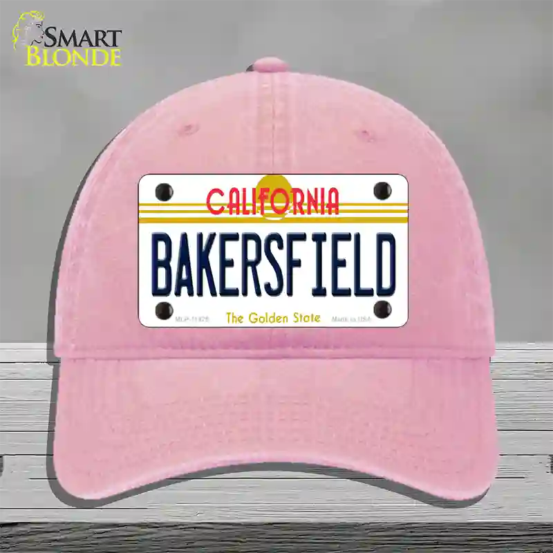 Bakersfield California Novelty License Plate Hat Unconstructed Cotton / Pink