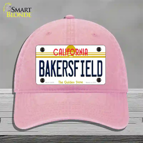 Bakersfield California Novelty License Plate Hat Unconstructed Cotton / Pink