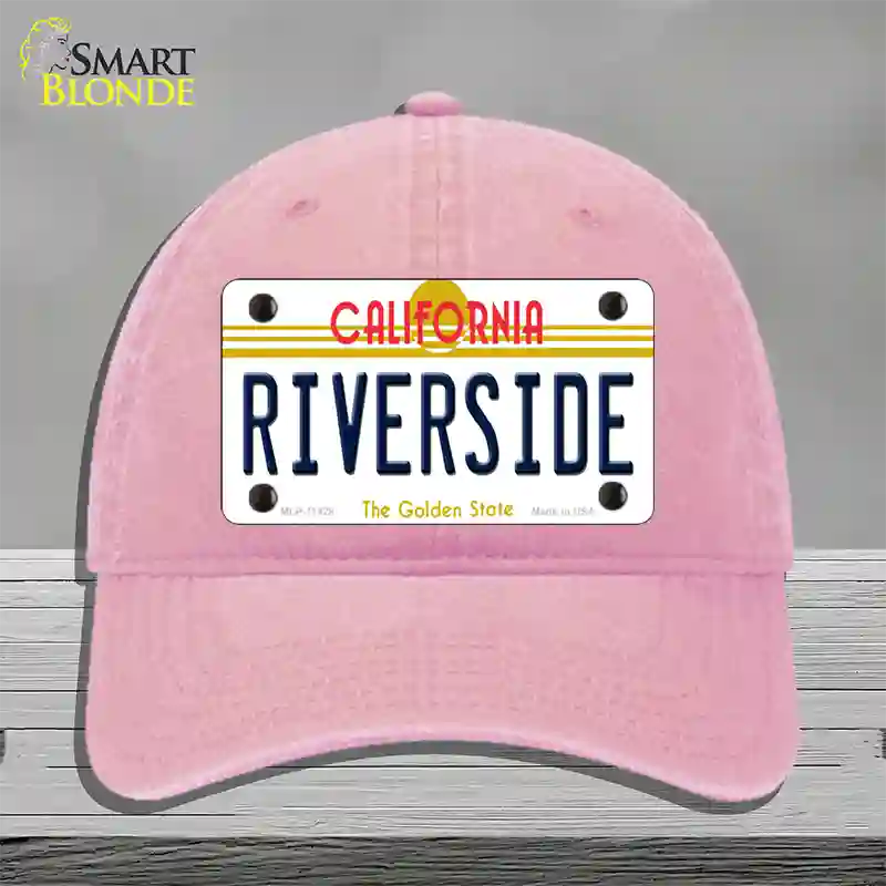 Riverside California Novelty License Plate Hat Unconstructed Cotton / Pink