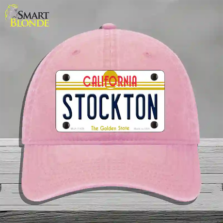 Stockton California Novelty License Plate Hat Unconstructed Cotton / Pink