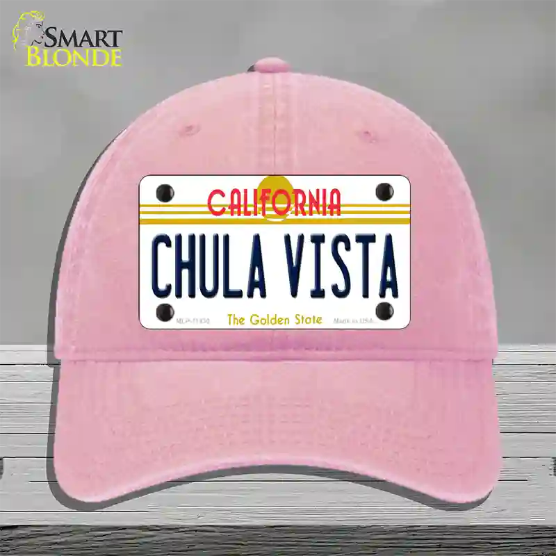 Chula Vista California Novelty License Plate Hat Unconstructed Cotton / Pink