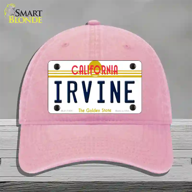 Irvine California Novelty License Plate Hat Unconstructed Cotton / Pink