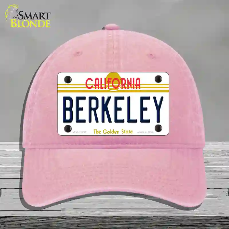 Berkeley California Novelty License Plate Hat Unconstructed Cotton / Pink