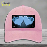 Hearts Over Roses In Light Blue Novelty License Plate Hat Unconstructed Cotton / Pink