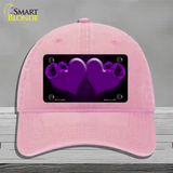 Hearts Over Roses In Purple Novelty License Plate Hat Unconstructed Cotton / Pink