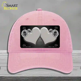 Hearts Over Roses In Gray Novelty License Plate Hat Unconstructed Cotton / Pink