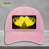 Hearts Over Roses In Yellow Novelty License Plate Hat Unconstructed Cotton / Pink