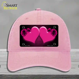 Hearts Over Roses In Pink Novelty License Plate Hat Unconstructed Cotton / Pink