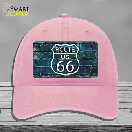 Route 66 Blue Brick Wall Novelty License Plate Hat Unconstructed Cotton / Pink