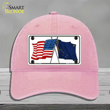 Alaska Crossed US Flag Novelty License Plate Hat Unconstructed Cotton / Pink