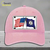 Kentucky Crossed US Flag Novelty License Plate Hat Unconstructed Cotton / Pink