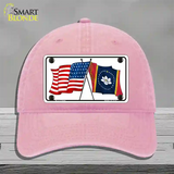 Mississippi Crossed US Flag Novelty License Plate Hat Unconstructed Cotton / Pink