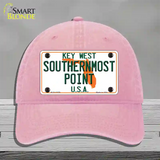 Key West Southernmost Point Novelty License Plate Hat Unconstructed Cotton / Pink