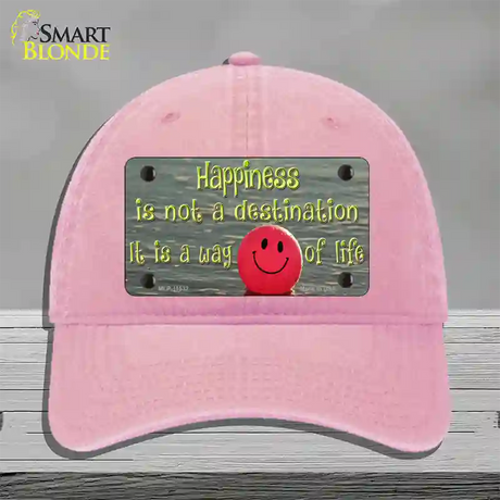 Happiness Way Of Life Ball Novelty License Plate Hat Unconstructed Cotton / Pink