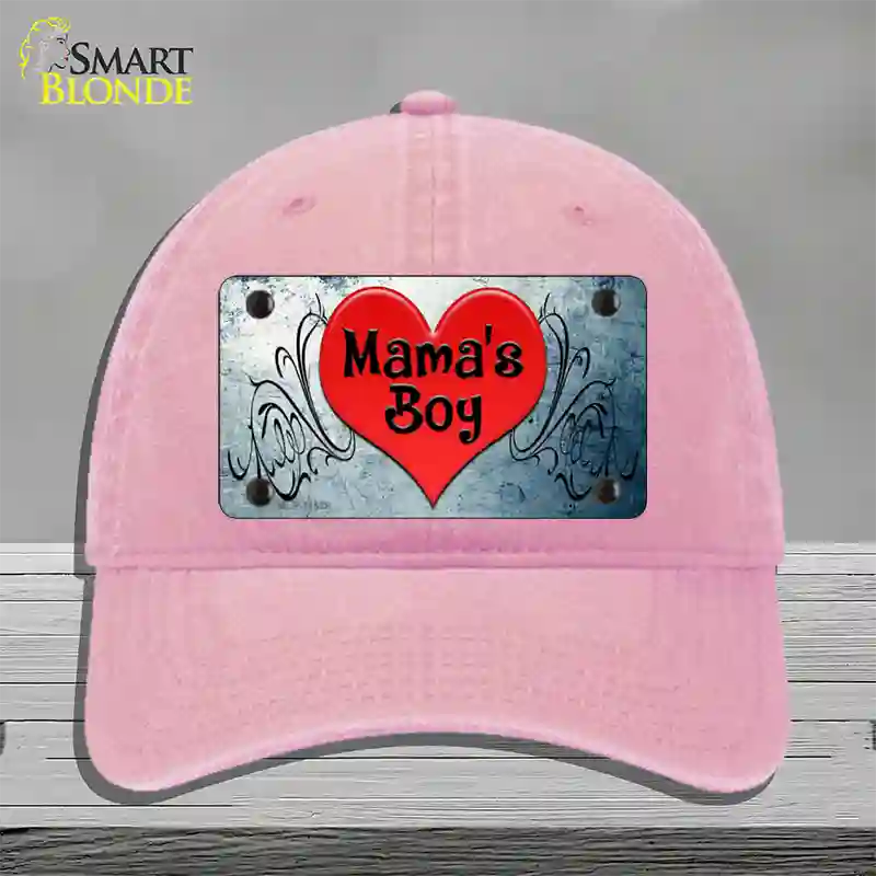 Mamas Boy Novelty License Plate Hat Unconstructed Cotton / Pink