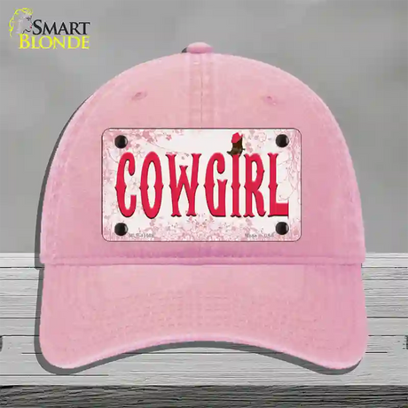 Cowgirl Pink Novelty License Plate Hat Unconstructed Cotton / Pink