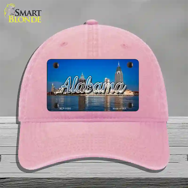 Alabama City Skyline State Novelty License Plate Hat Unconstructed Cotton / Pink