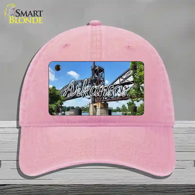 Arkansas Rusty Bridge State Novelty License Plate Hat Unconstructed Cotton / Pink