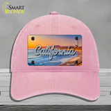 California Beach State Novelty License Plate Hat Unconstructed Cotton / Pink