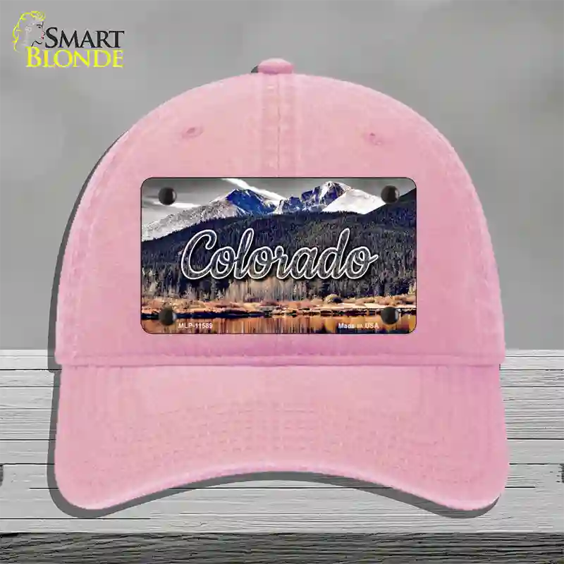 Colorado Forest and Mountains State Novelty License Plate Hat Unconstructed Cotton / Pink