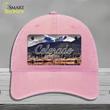 Colorado Forest and Mountains State Novelty License Plate Hat Unconstructed Cotton / Pink