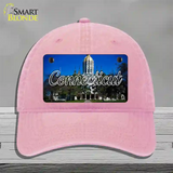 Connecticut Capital Building State Novelty License Plate Hat Unconstructed Cotton / Pink