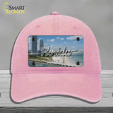 Florida White Sand Beach State Novelty License Plate Hat Unconstructed Cotton / Pink