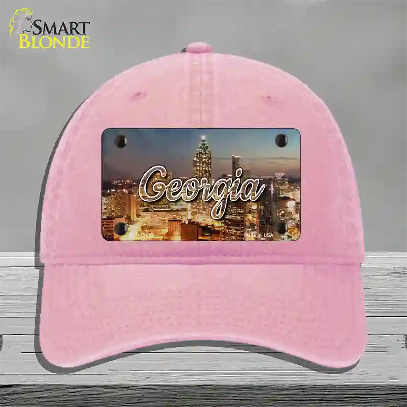 Georgia City Lights State Novelty License Plate Hat Unconstructed Cotton / Pink