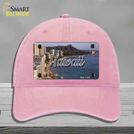 Hawaii Beach State Novelty License Plate Hat Unconstructed Cotton / Pink