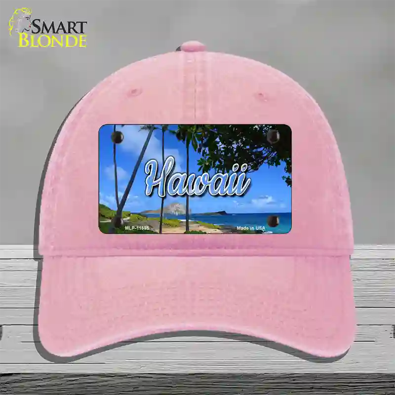 Hawaii Palm Trees State Novelty License Plate Hat Unconstructed Cotton / Pink