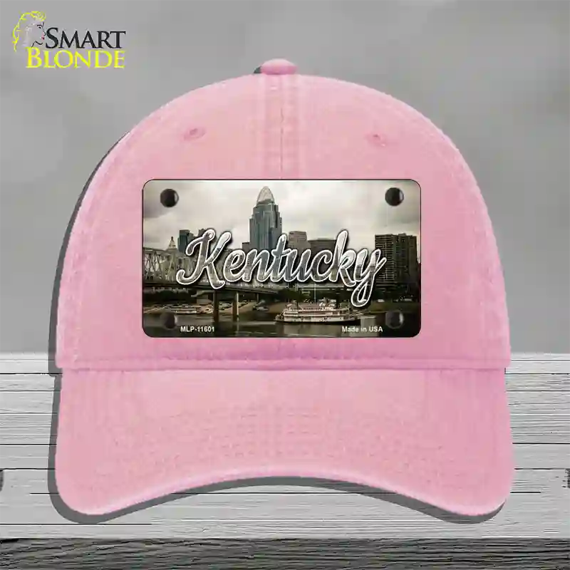 Kentucky City Skyline State Novelty License Plate Hat Unconstructed Cotton / Pink