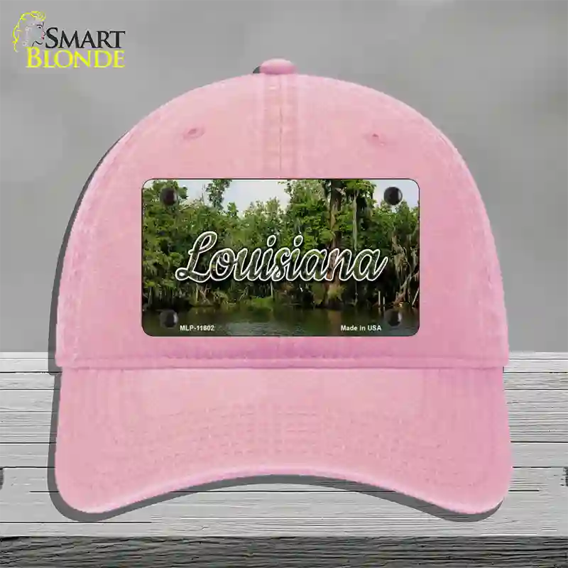 Louisiana Swamp State Novelty License Plate Hat Unconstructed Cotton / Pink