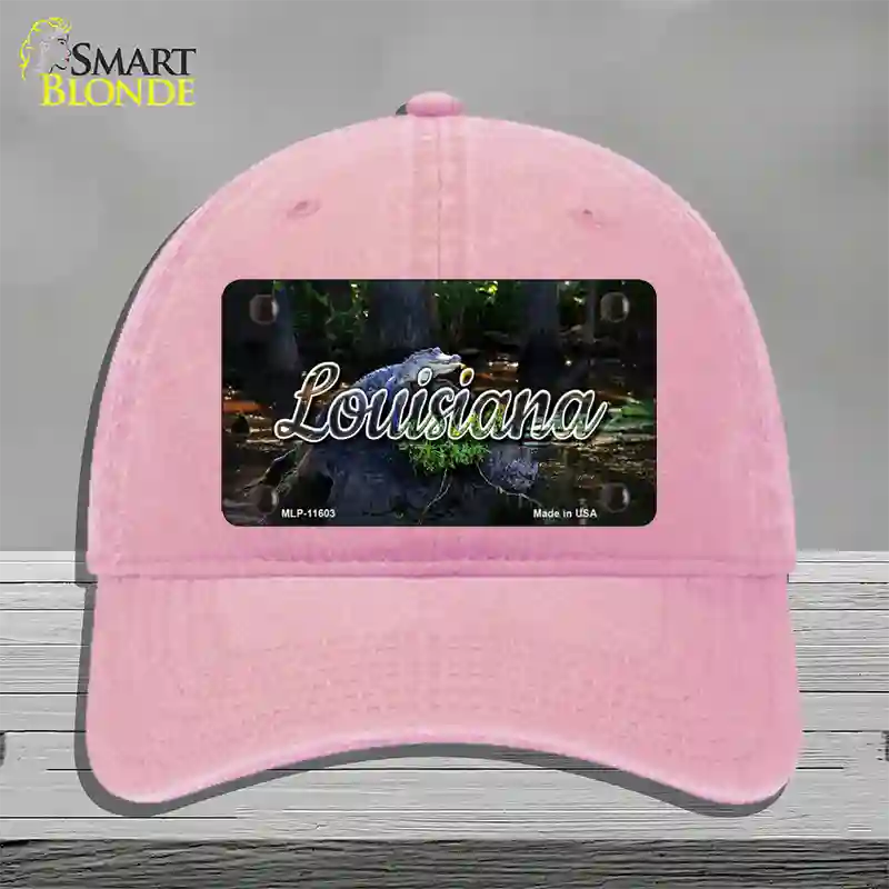 Louisiana Alligator Swamp State Novelty License Plate Hat Unconstructed Cotton / Pink