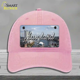 Maryland River Skyline State Novelty License Plate Hat Unconstructed Cotton / Pink