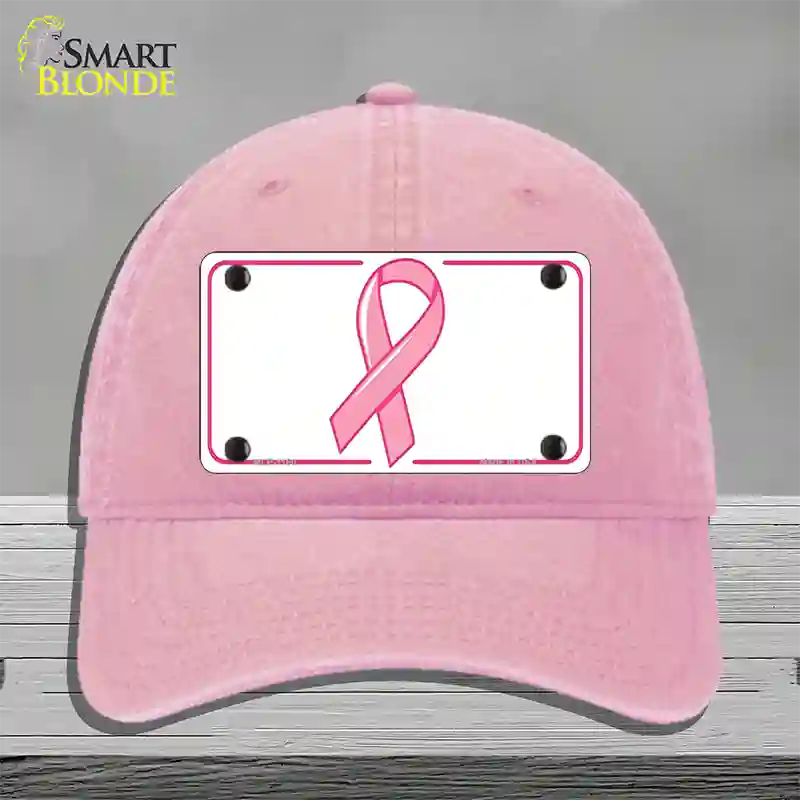 Breast Cancer Ribbon Novelty License Plate Hat Unconstructed Cotton / Pink