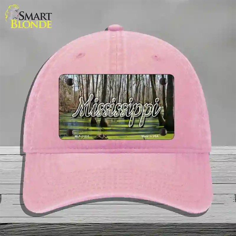 Mississippi Swamp State Novelty License Plate Hat Unconstructed Cotton / Pink