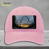 Missouri Gateway Arch State Novelty License Plate Hat Unconstructed Cotton / Pink