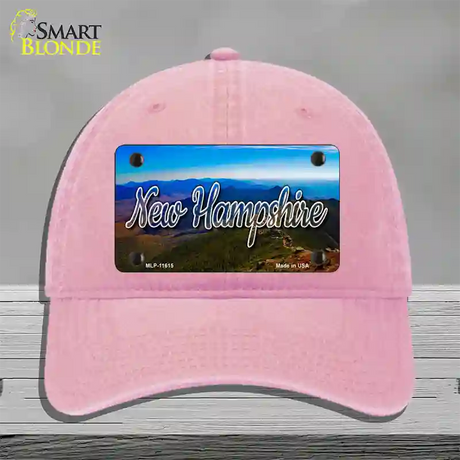 New Hampshire Mountain Range State Novelty License Plate Hat Unconstructed Cotton / Pink