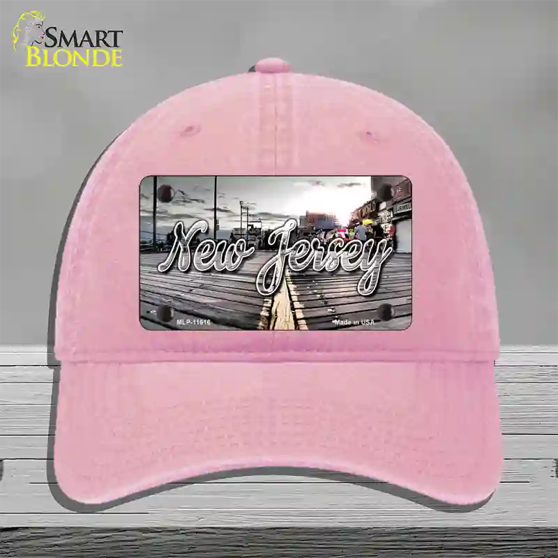 New Jersey Boardwalk State Novelty License Plate Hat Unconstructed Cotton / Pink