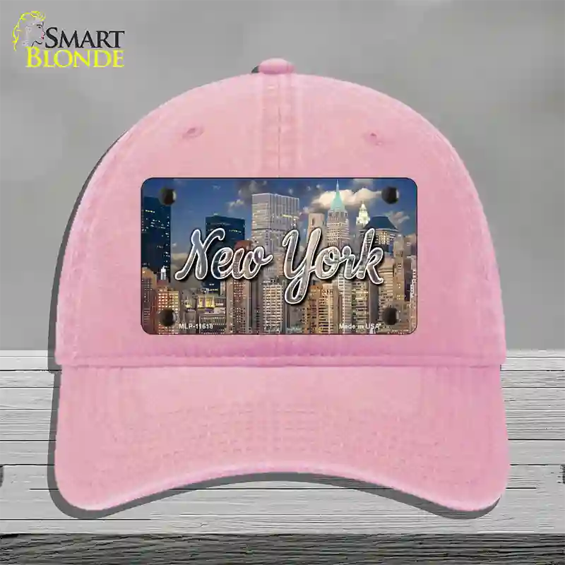 New York City Skyline State Novelty License Plate Hat Unconstructed Cotton / Pink