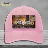 Oklahoma Sunset Skyline State Novelty License Plate Hat Unconstructed Cotton / Pink