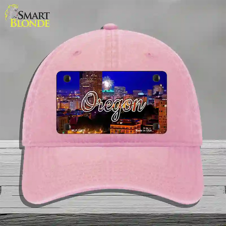 Oregon Firework City Lights State Novelty License Plate Hat Unconstructed Cotton / Pink